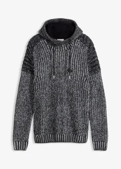 Grobstrick-Kapuzenpullover mit Bikerdetails|bonprix Clearance