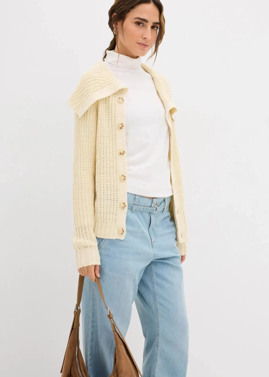 bonprix Pullover & Strickjacken|Strickmode|Grobstrick-Pullover natur