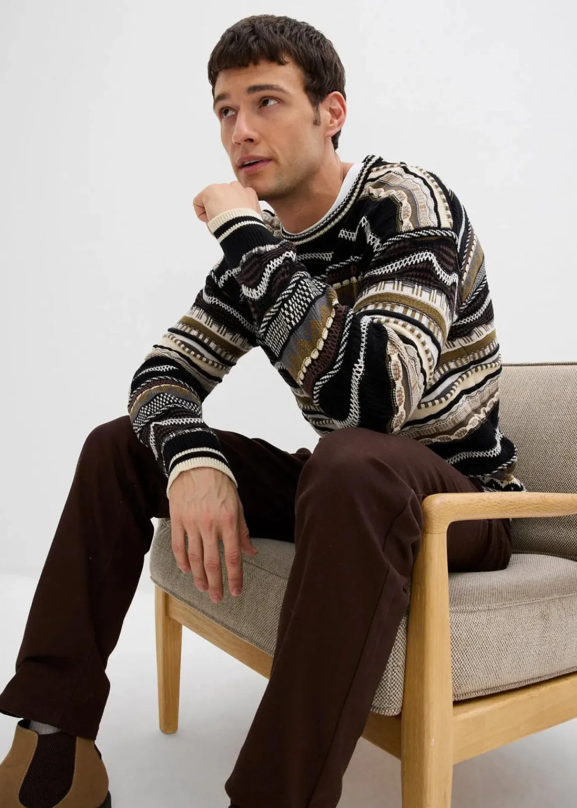 Grobstrick-Pullover aus reiner Baumwolle|bonprix New