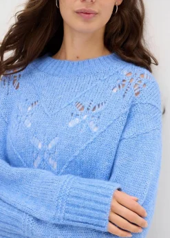 bonprix Strickmode|Pullover & Strickjacken|Grobstrick-Pullover aus weichem Woll-Mix mittelblau