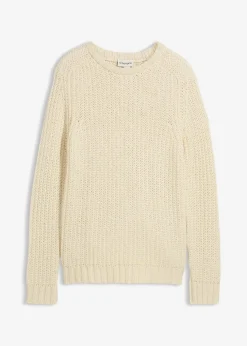 bonprix Große Größen|Pullover & Strickjacken|Grobstrick-Pullover aus weichem Baumwollmix natur