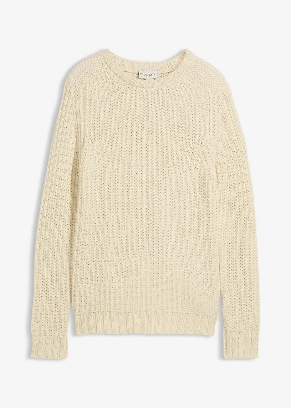 bonprix Große Größen|Pullover & Strickjacken|Grobstrick-Pullover aus weichem Baumwollmix natur