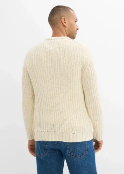 bonprix Große Größen|Pullover & Strickjacken|Grobstrick-Pullover aus weichem Baumwollmix natur