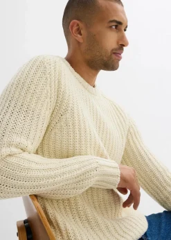bonprix Große Größen|Pullover & Strickjacken|Grobstrick-Pullover aus weichem Baumwollmix natur
