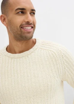 bonprix Große Größen|Pullover & Strickjacken|Grobstrick-Pullover aus weichem Baumwollmix natur