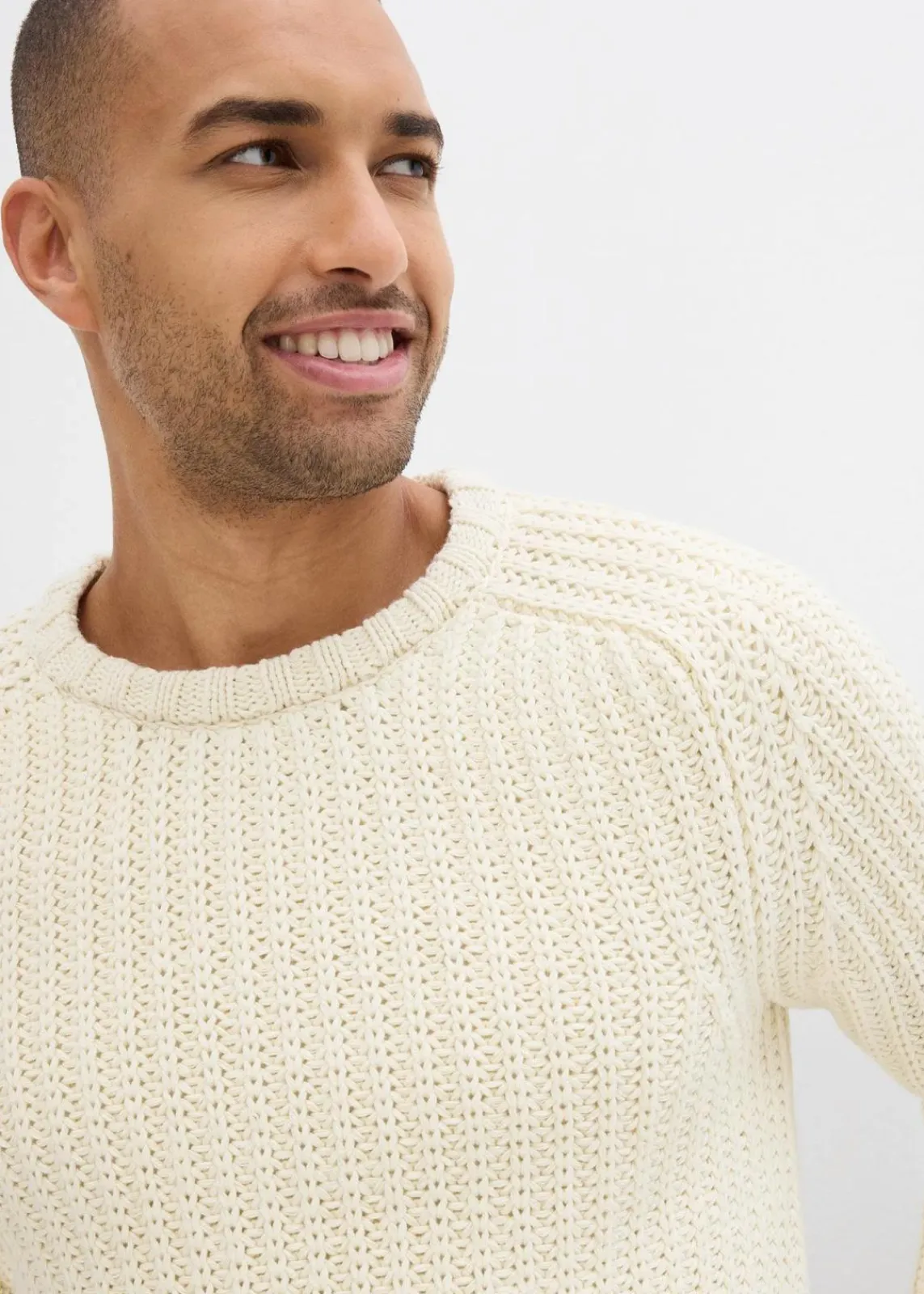 bonprix Große Größen|Pullover & Strickjacken|Grobstrick-Pullover aus weichem Baumwollmix natur