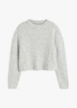 bonprix Bekleidung·Umstandsmode|Bekleidung·Jeans|Grobstrick-Pullover aus weichem Woll-Mix hellgrau meliert