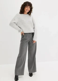 bonprix Bekleidung·Umstandsmode|Bekleidung·Jeans|Grobstrick-Pullover aus weichem Woll-Mix hellgrau meliert
