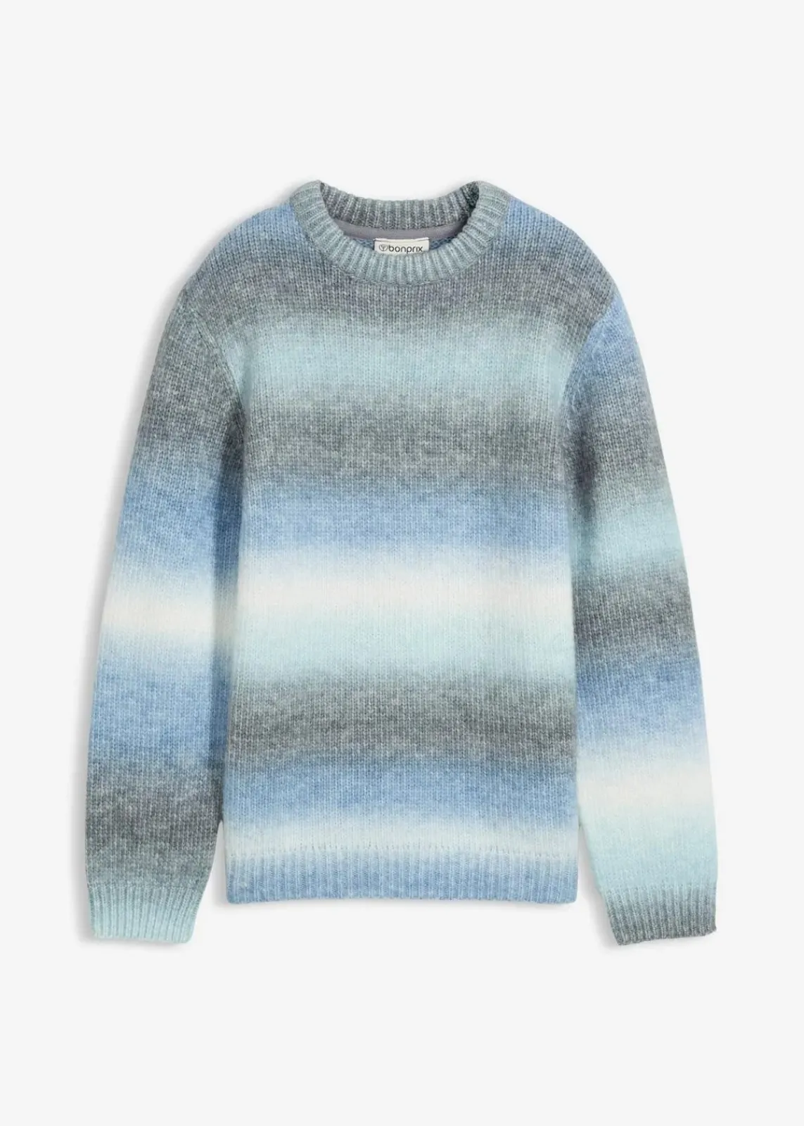bonprix Jungen 9-16 Jahre·Bademode|Jungen 9-16 Jahre·Sweat & Strick|Grobstrick-Pullover mit Farbverlauf grau meliert/hellblau/blau/wollweiß