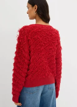 bonprix Nachhaltigere Materialien|Pullover & Strickjacken|Grobstrick-Pullover mit Fransen chillirot