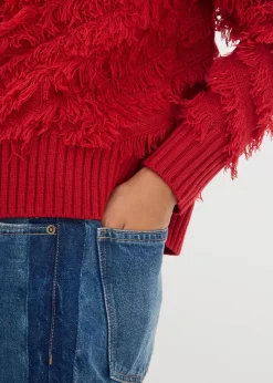 bonprix Nachhaltigere Materialien|Pullover & Strickjacken|Grobstrick-Pullover mit Fransen chillirot