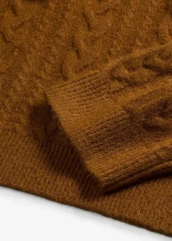 bonprix Bekleidung·Umstandsmode|Strickmode|Grobstrick-Pullover mit Kapuze cognac braun
