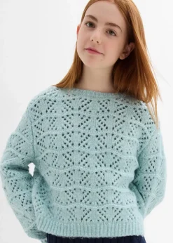 Grobstrick-Pullover mit Lochstickerei|bonprix Online