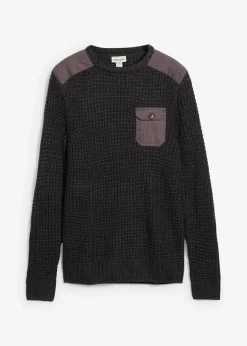 Grobstrick-Pullover mit Pattentasche|bonprix Sale