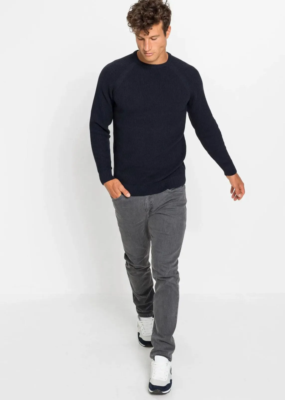 Grobstrick-Pullover mit recycelter Baumwolle|bonprix New