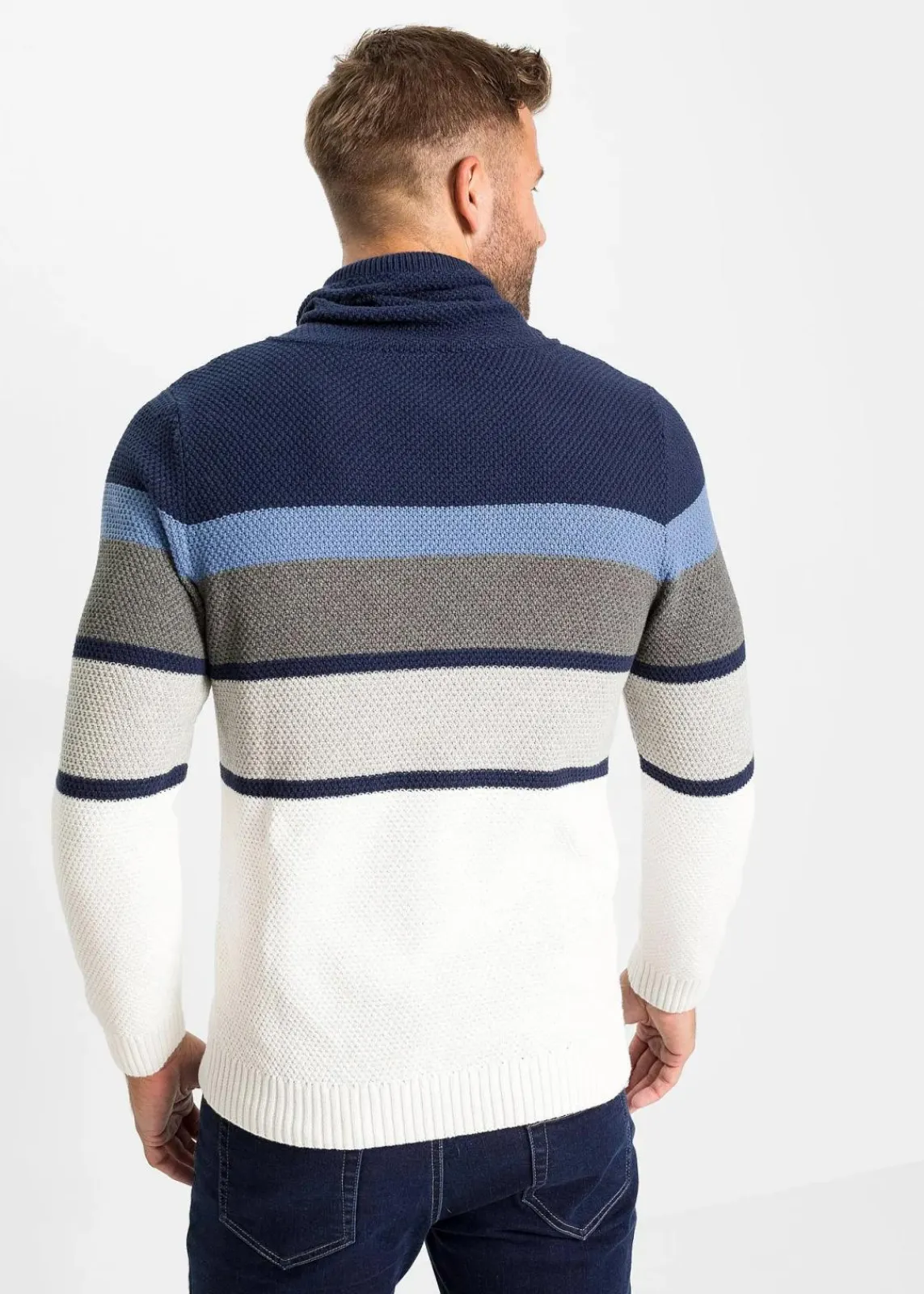 Grobstrickpullover mit Schlauchkragen aus reiner Baumwolle|bonprix Online