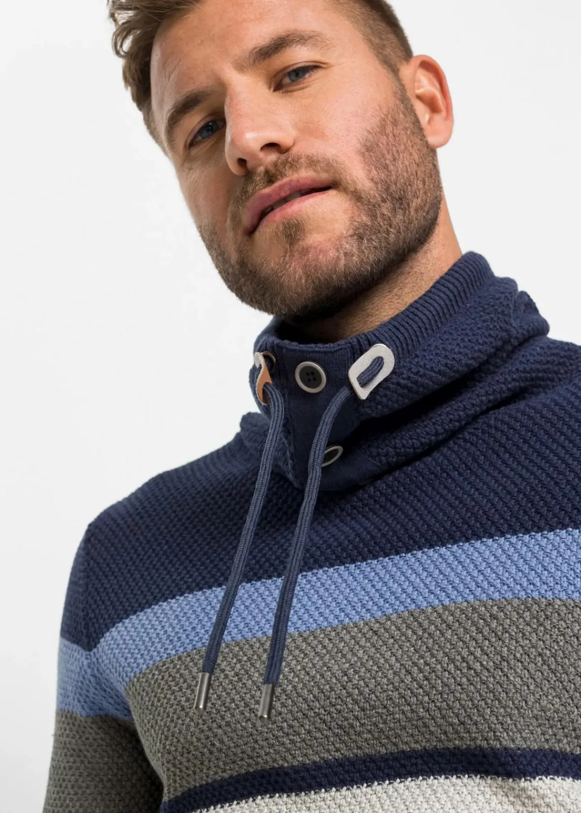 Grobstrickpullover mit Schlauchkragen aus reiner Baumwolle|bonprix Online