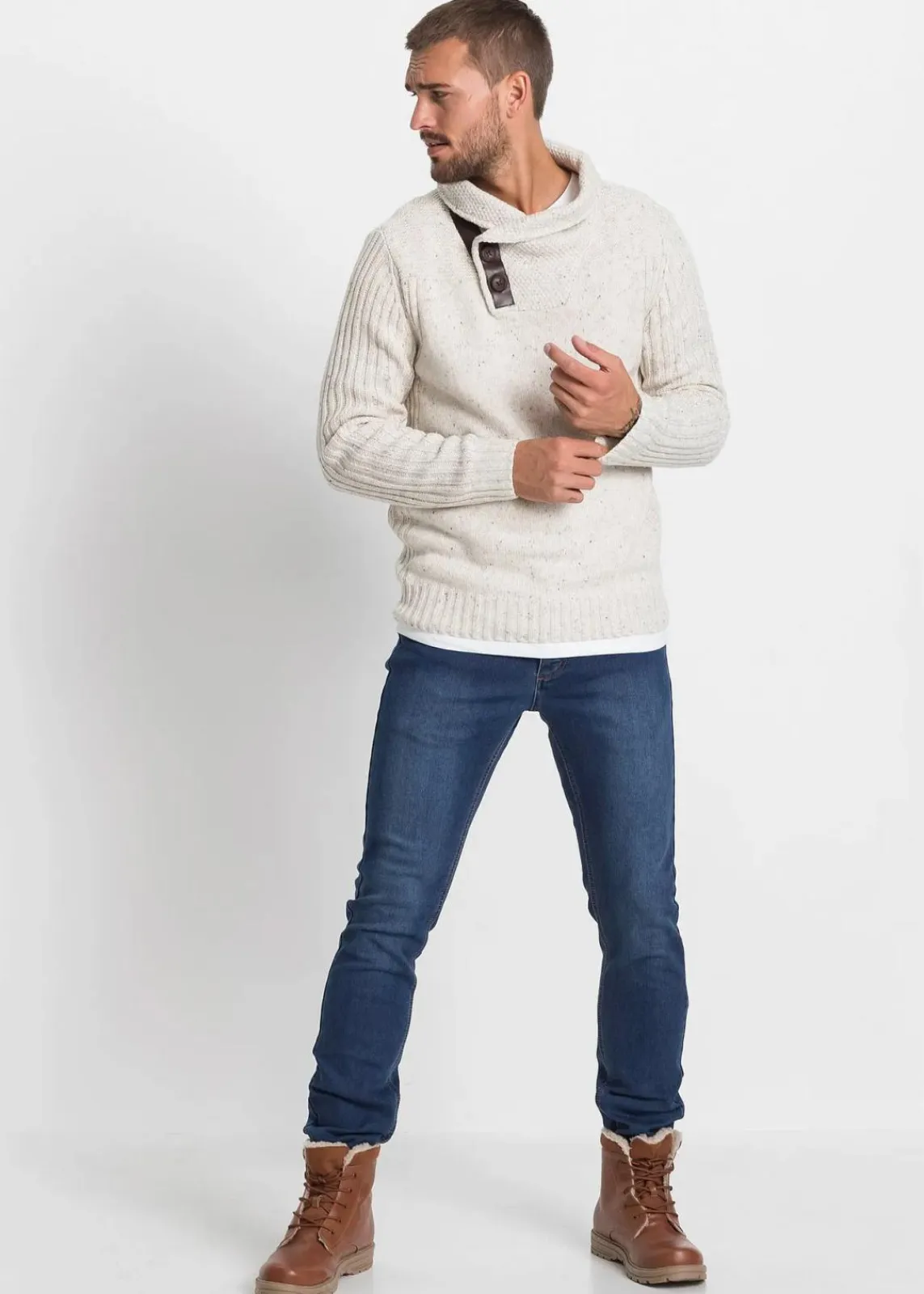 Grobstrick-Pullover mit Schalkragen|bonprix Clearance