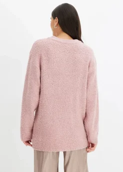 bonprix Bekleidung·Umstandsmode|Strickmode|Grobstrick-Pullover mit V-Ausschnitt aschrosa