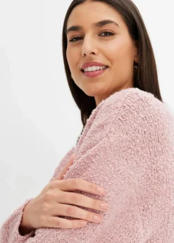bonprix Bekleidung·Umstandsmode|Strickmode|Grobstrick-Pullover mit V-Ausschnitt aschrosa
