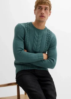 Grobstrick-Pullover mit Zopfmuster|bonprix Clearance