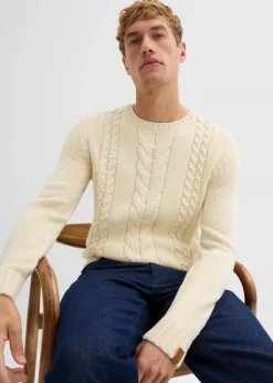 Grobstrick-Pullover mit Zopfmuster|bonprix Sale