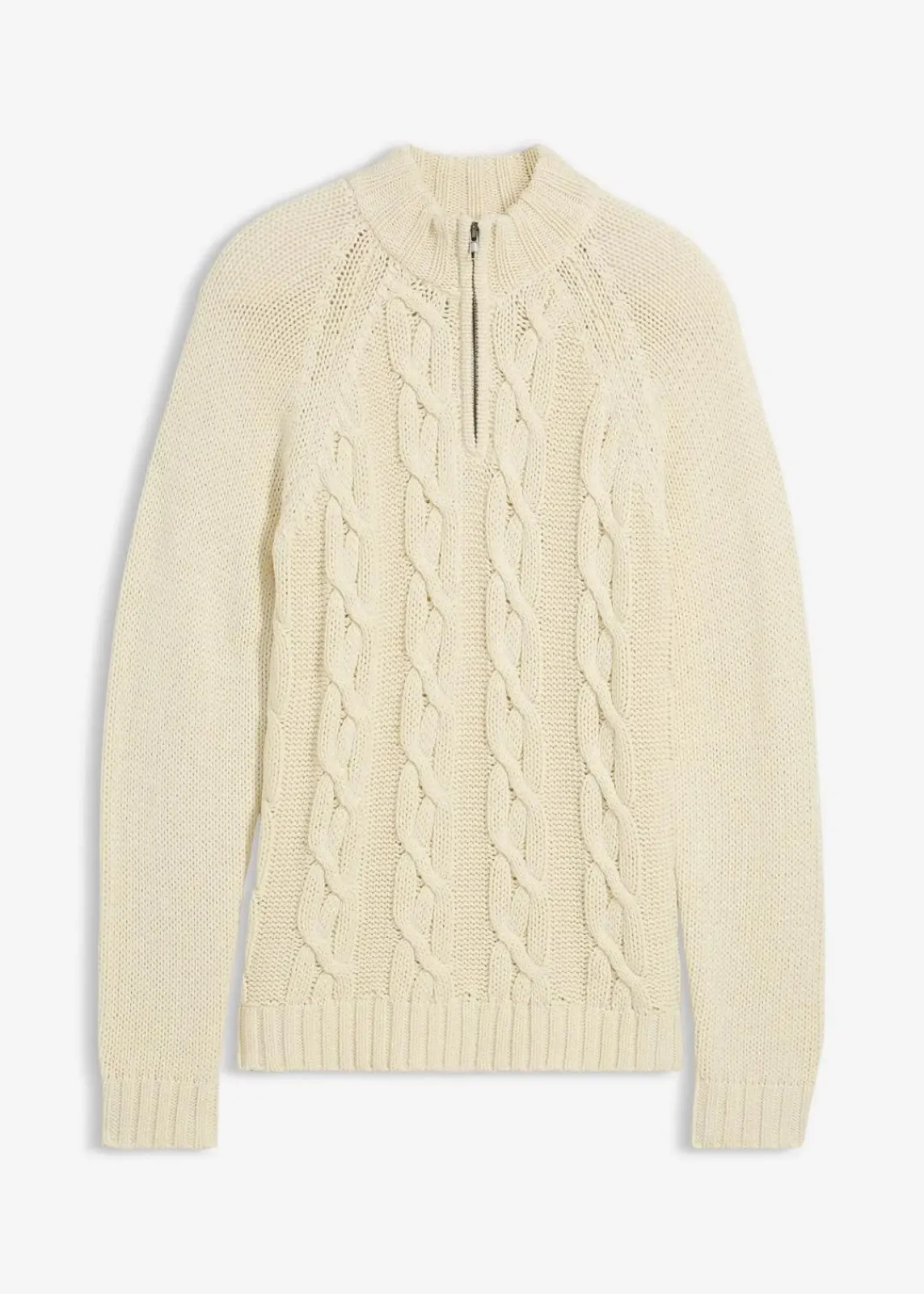 bonprix Große Größen|Pullover & Strickjacken|Grobstrick-Troyer mit Zopfmuster aus weichem Baumwollmix natur