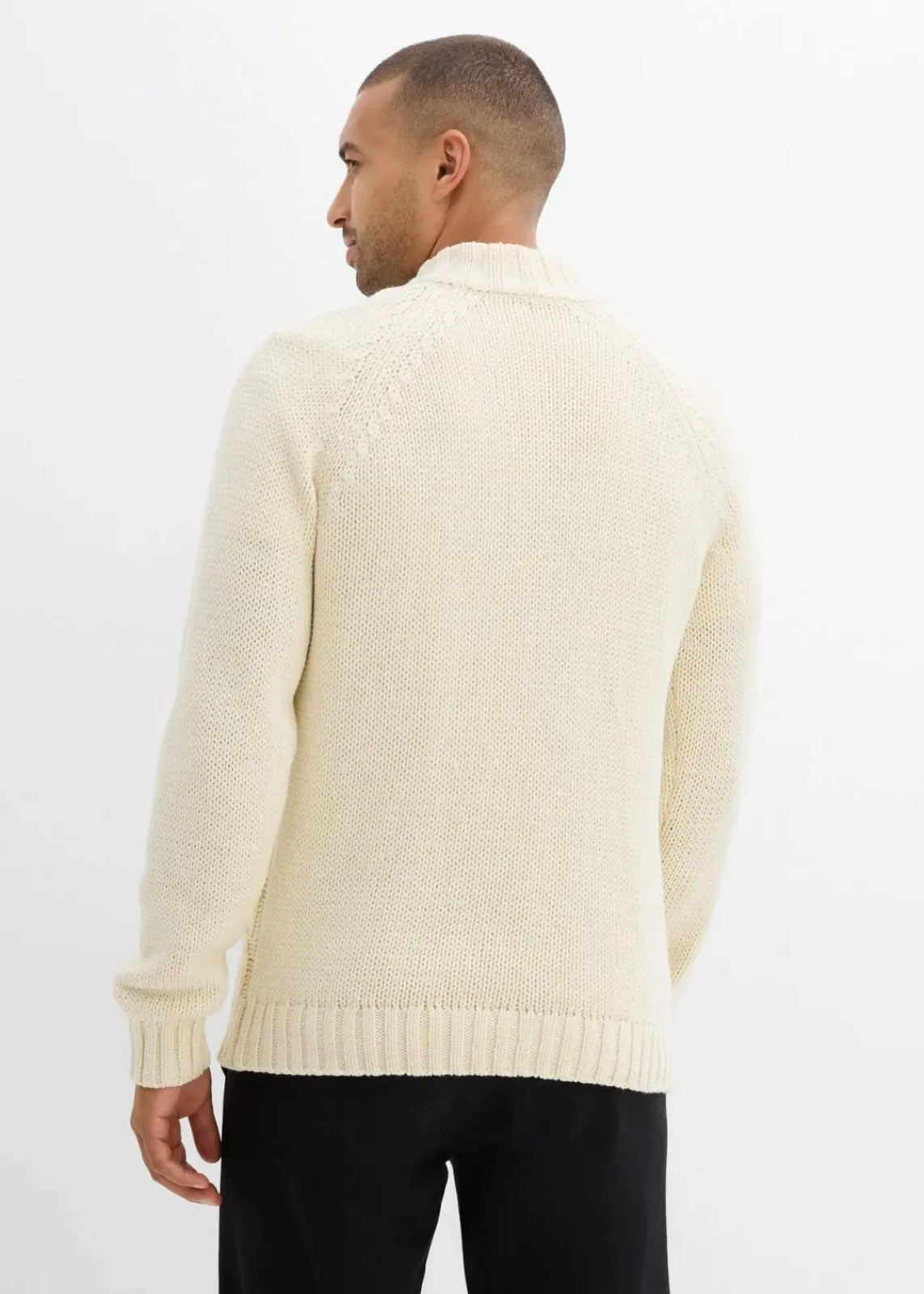 bonprix Große Größen|Pullover & Strickjacken|Grobstrick-Troyer mit Zopfmuster aus weichem Baumwollmix natur