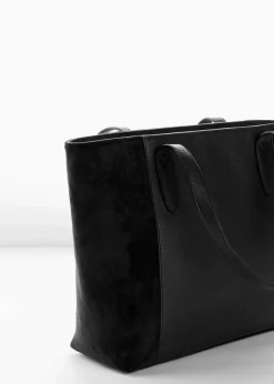 bonprix Taschen|Großer Shopper im Materialmix schwarz