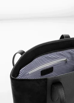 bonprix Taschen|Großer Shopper im Materialmix schwarz