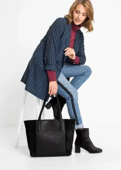 bonprix Taschen|Großer Shopper im Materialmix schwarz