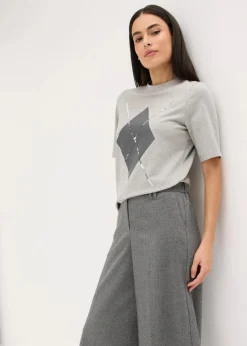 Halbarmshirt mit Pailetten und Druck|bonprix