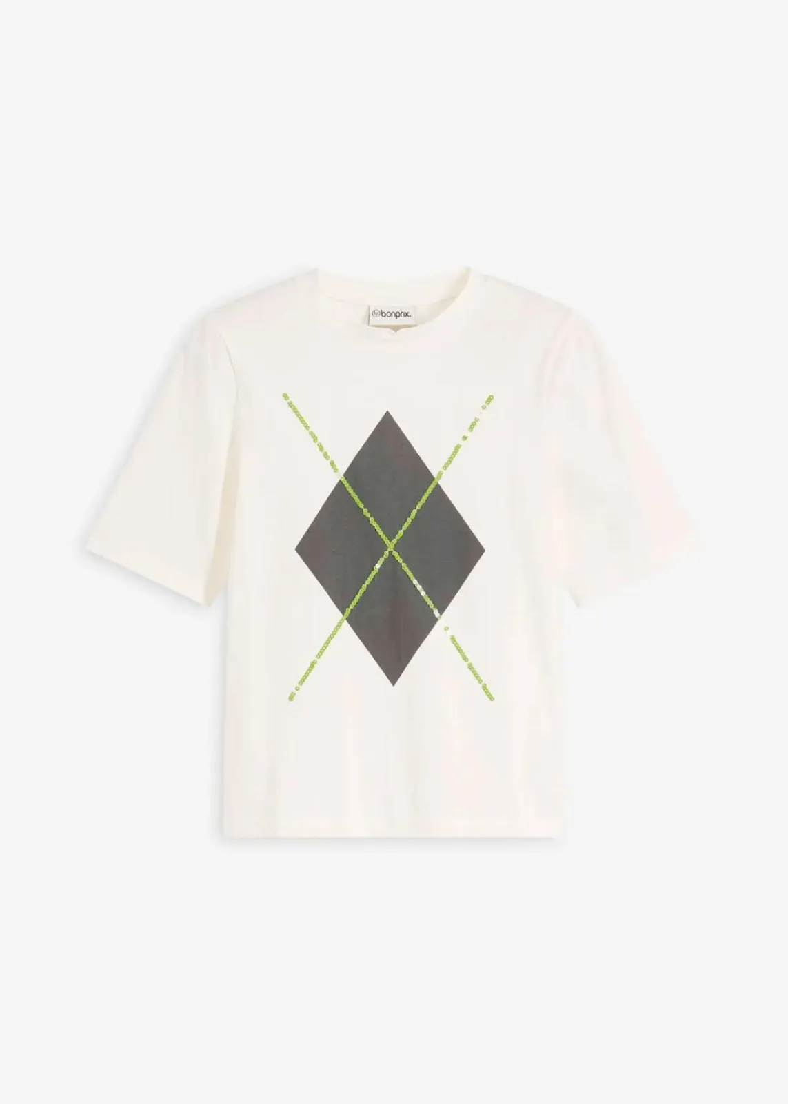 Halbarmshirt mit Pailetten und Druck|bonprix New