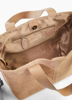 bonprix Taschen|Handtasche aus Veloursleder camel