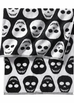 bonprix Handtücher|Handtuch mit Totenkopf Muster schwarz/weiß