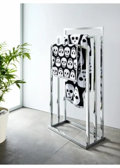 bonprix Handtücher|Handtuch mit Totenkopf Muster schwarz/weiß