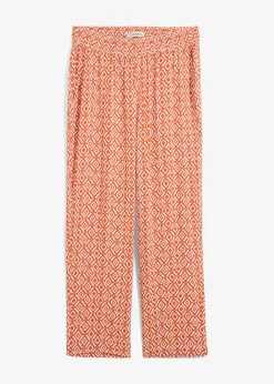 bonprix Hosen|Zweiteiler & Sets|Haremshose aus fließender Viskose zimtrot /wollweiß graphisch