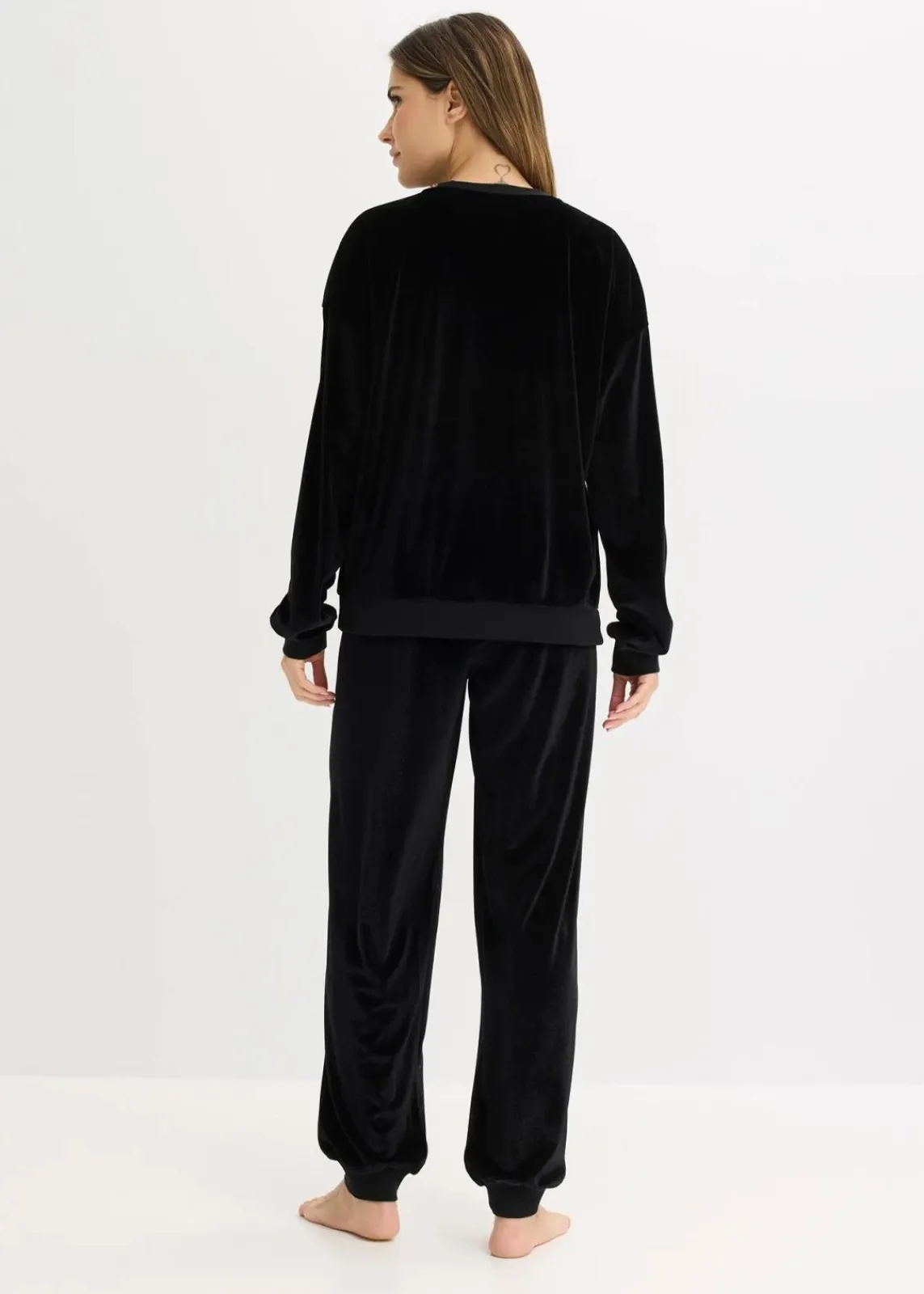 bonprix Wäsche·Homewear|Wäsche·Nachtwäsche|Hausanzug aus Samt schwarz