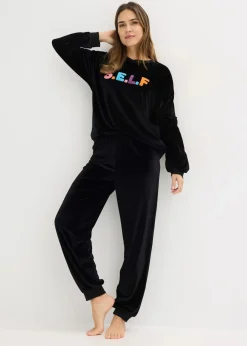 bonprix Wäsche·Homewear|Wäsche·Nachtwäsche|Hausanzug aus Samt schwarz