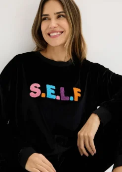 bonprix Wäsche·Homewear|Wäsche·Nachtwäsche|Hausanzug aus Samt schwarz