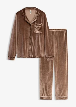 bonprix Wäsche·Homewear|Wäsche·Nachtwäsche|Hausanzug aus Samt maronenbraun