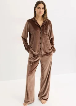 bonprix Wäsche·Homewear|Wäsche·Nachtwäsche|Hausanzug aus Samt maronenbraun