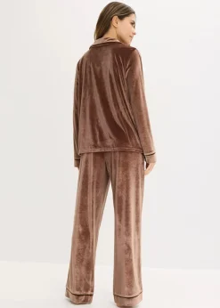 bonprix Wäsche·Homewear|Wäsche·Nachtwäsche|Hausanzug aus Samt maronenbraun