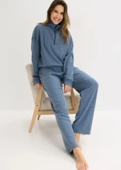 bonprix Wäsche·Homewear|Wäsche·Nachtwäsche|Hausanzug aus softem Waffeljersey dunkelblau meliert