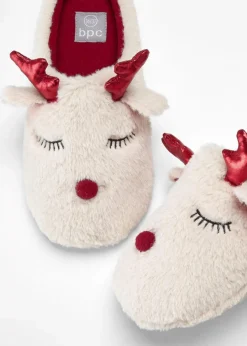 bonprix Hausschuhe|Schuhe & Accessoires In Spezialgrößen·Schuhe In Übergröße|Hausschuhe beige/rot