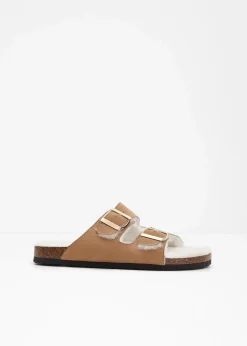 bonprix Hausschuhe|Gefütterte Winterschuhe|Hausschuhe braun/weiß