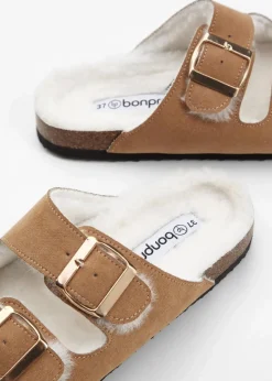 bonprix Hausschuhe|Gefütterte Winterschuhe|Hausschuhe braun/weiß