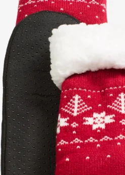 bonprix Homewear|Socken & Strumpfhosen|Haussocken mit angenähter Sohle und Teddyfutter tiefblau gemustert