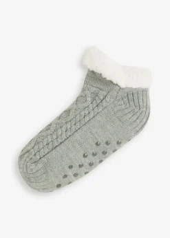 Hausssocken mit Zopfmuster, Teddyfutter und Antirutschsohle|bonprix