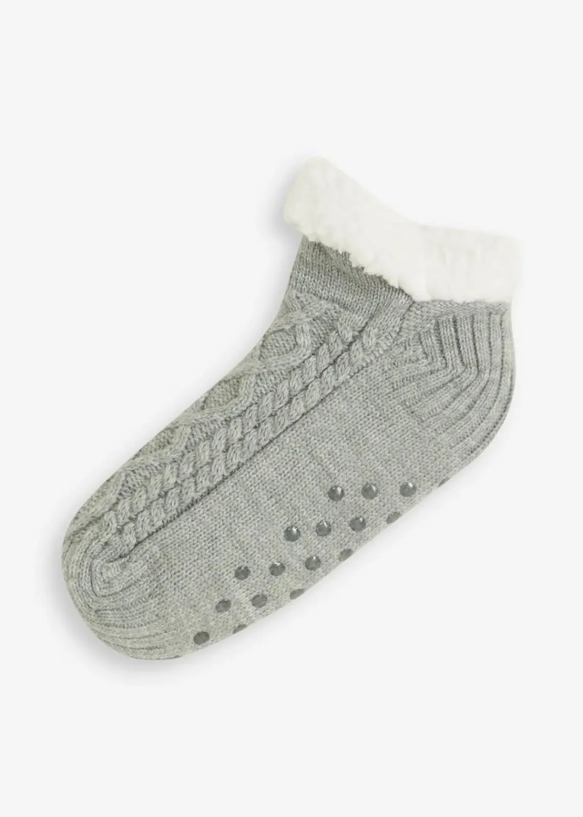 Hausssocken mit Zopfmuster, Teddyfutter und Antirutschsohle|bonprix